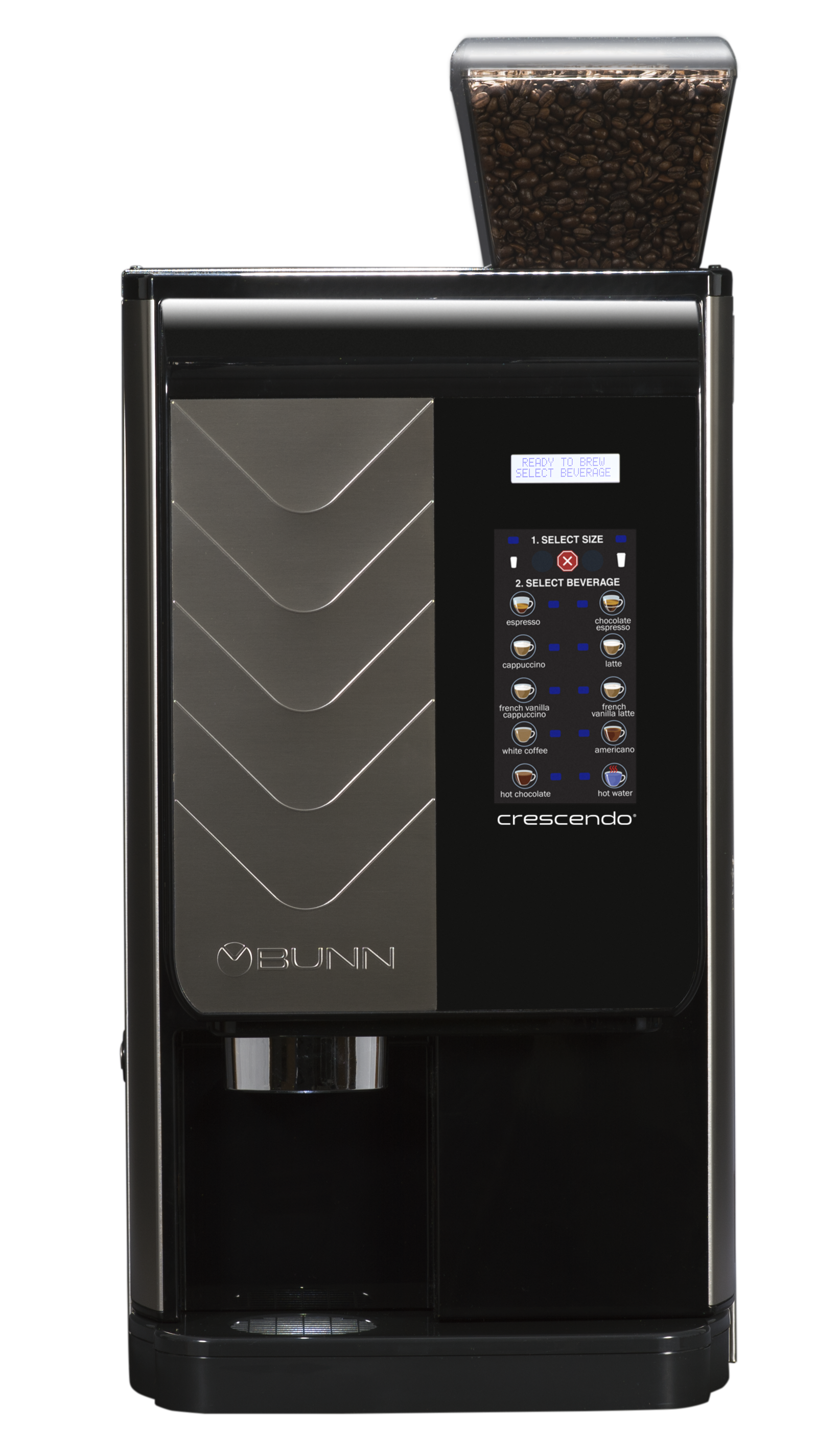 Bunn 44300.0201 Crescendo™ Bean To Cup Coffee Brewer Single Cup (2) 3.3 Lb.  & (1) 2.2 Lb.